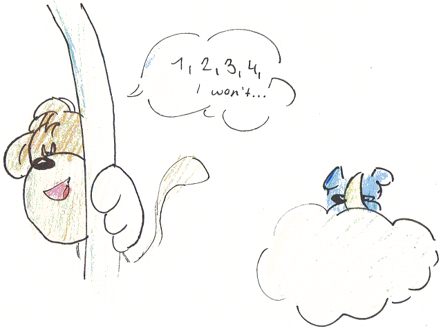 Meemee at hide-and-seek